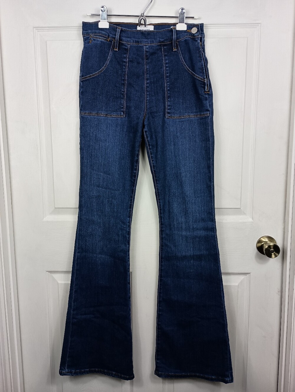 Frame Jeans 29 Womens Blue Denim Le Flare de Francoise Stretch High Rise Retro
